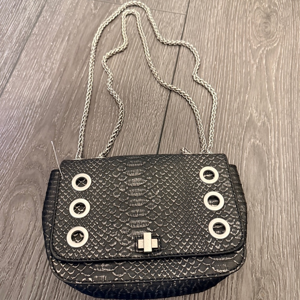 INC leather & chain crossbody bag